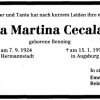 Benning Rita Martina 1924-1996 Todesanzeige